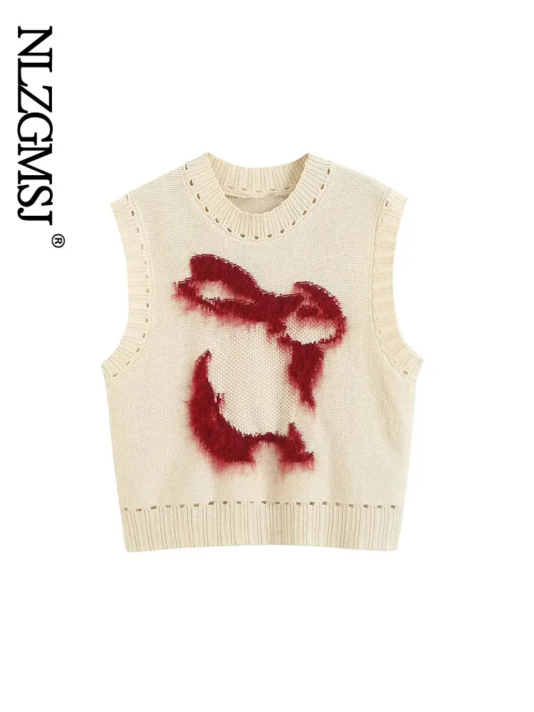 

Nlzgmsj Women Sleeveless Pullover Sweater Vest Solid Pattern Chic Casual Loose Versatile Trend Knit Top F50