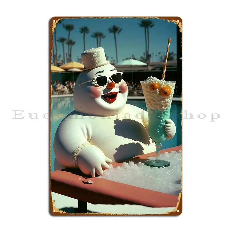 Замороженный Снеговик в бассейне металлическая фотография украшение для клуба