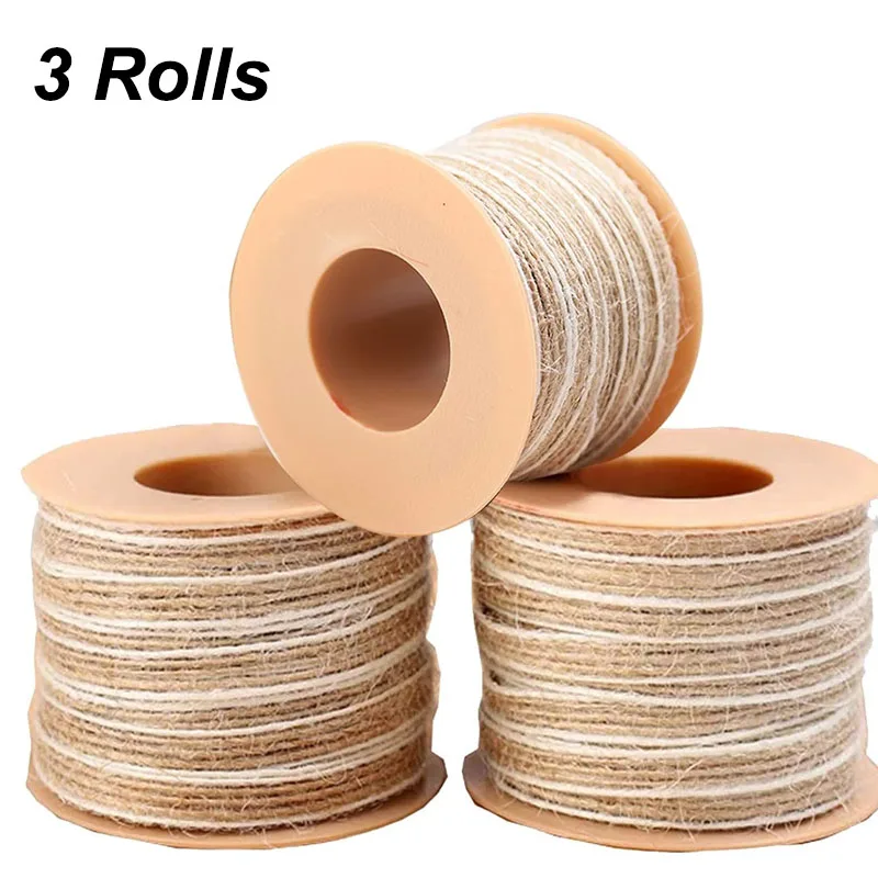 

3 Rolls Vintage Jute Burlap Hessian Ribbon With Lace Wedding Party Decoration DIY Creativity Craft Gift Packing Webbing 10M/Roll