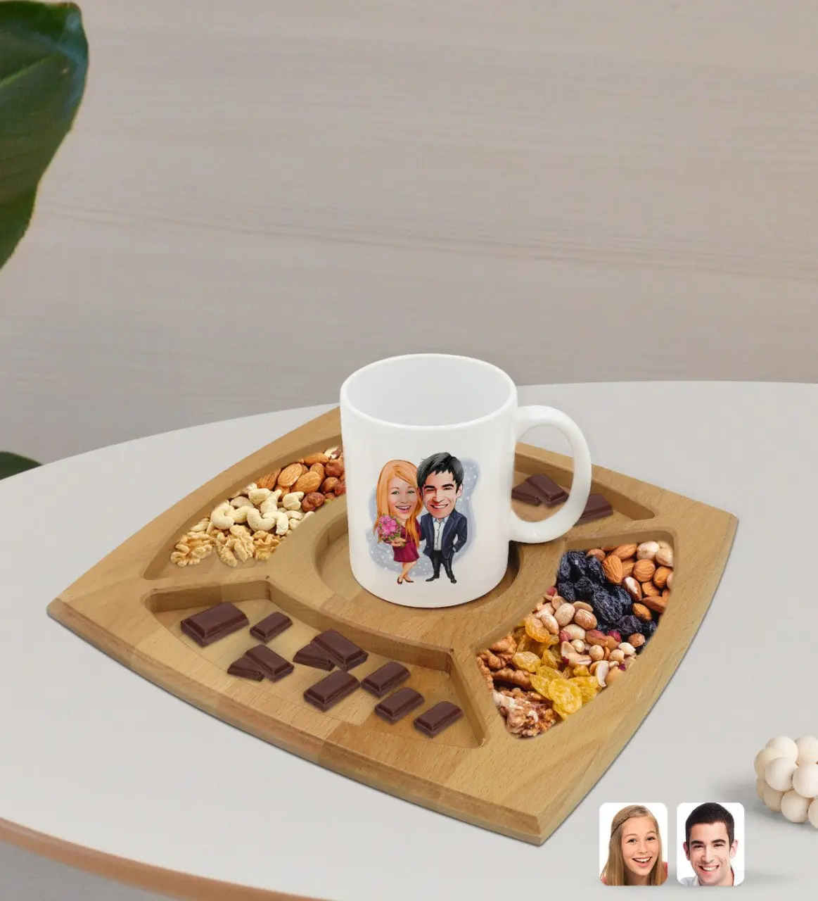 

Персонализированная белая кружка в стиле Дня Святого Валентина с 4 отделениями