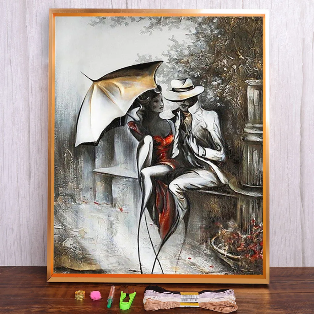 

Набор для вышивки крестиком 11CT, Водорастворимая картина с романтическим принтом для пар, DMC нити, различные