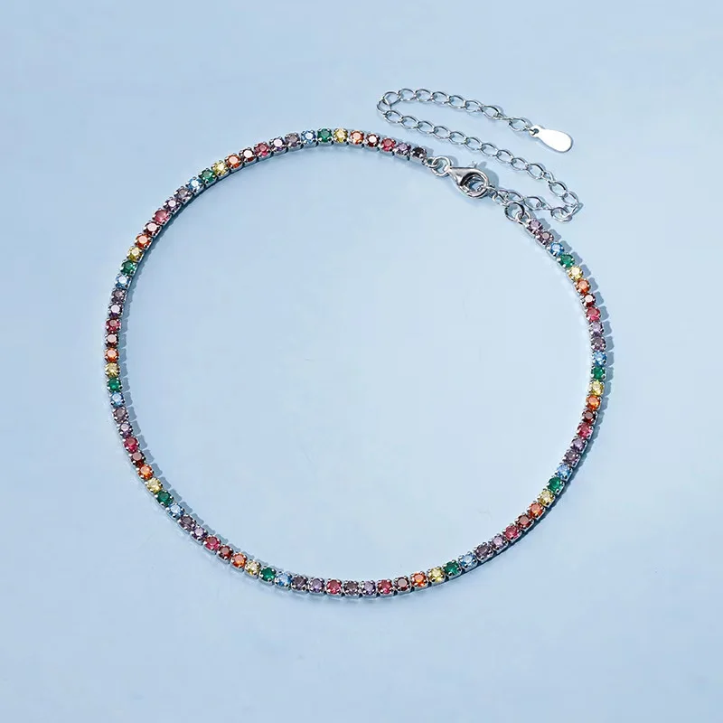 Ожерелье женское из серебра 2 5 пробы с радужным цирконием 925 мм - купить по