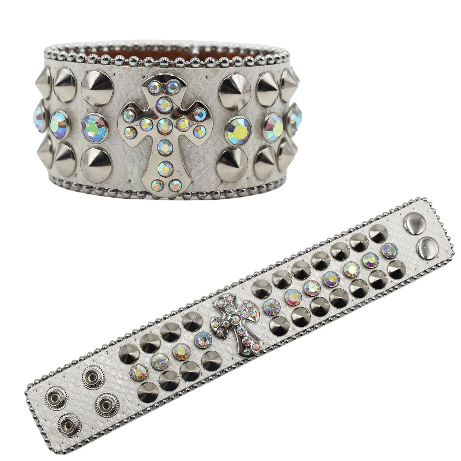 Мужской кожаный браслет с заклепками в стиле панк y2k