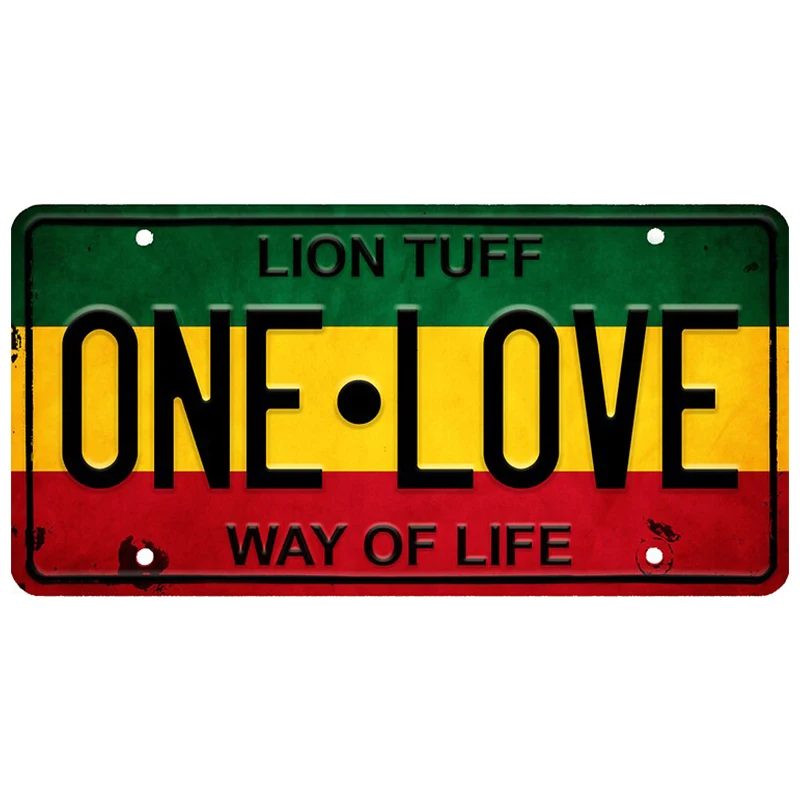 

13cm X 6.6cm for Vintage Rasta License Plate ONE LOVE Vinyl Car Stickers Refrigerator DIY Decal Surfboard Decoration