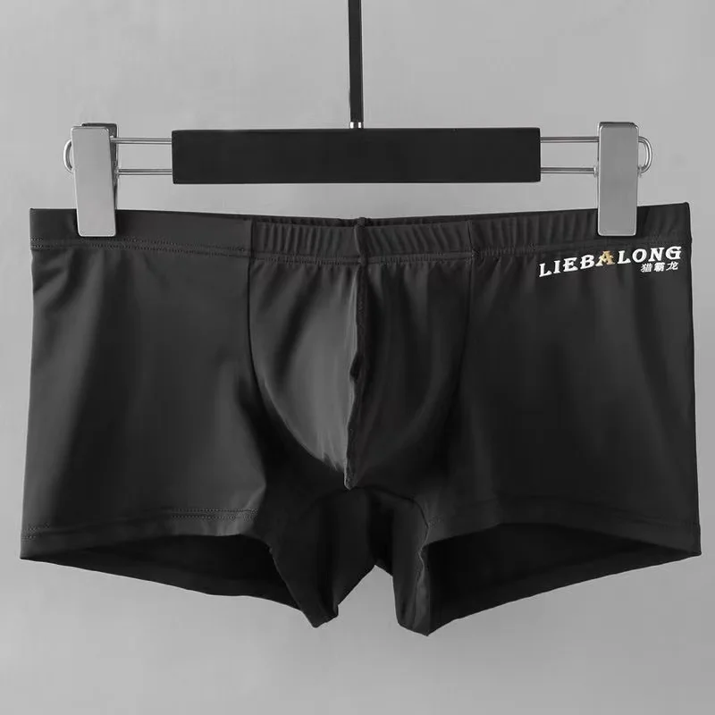 Underwear Sexy Man Nylon Boxer silk Slip summer Ropa U pouch sexi red for man boys Boxers Solid Color Shorts Men's Panties