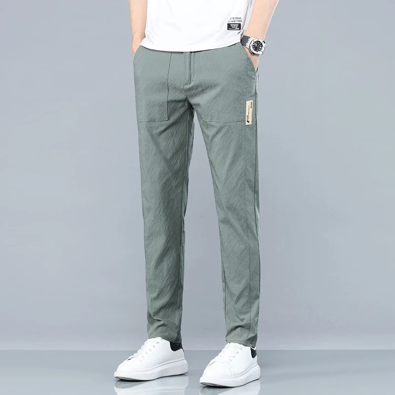 

2023 Men's Casual Pants Spring and Summer Lightweight Straight Sleeve Fashion Loose Comfortable Grey Green Pants Men's Clothing