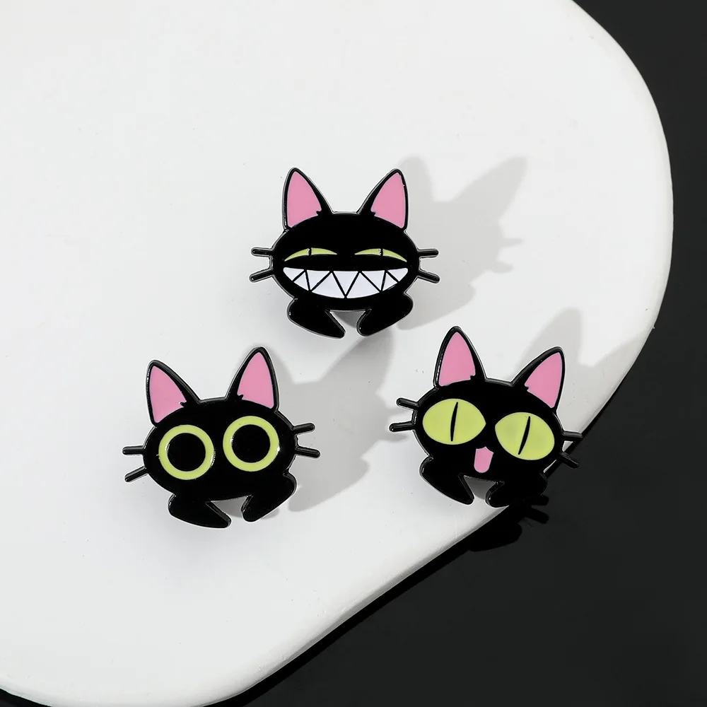 Персональная креативная металлическая брошь в виде мультяшного кота на Хэллоуин