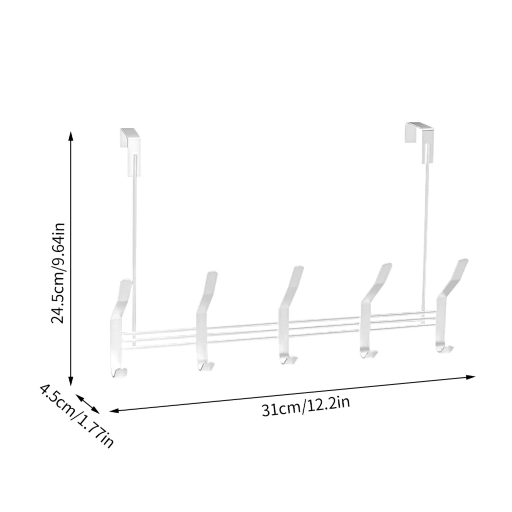 

Door Hooks Multifunctional Wall-Mounted Steel Organizer Shelf Clothes Hanger Bathroom Kitchen Towel Bag Storage White