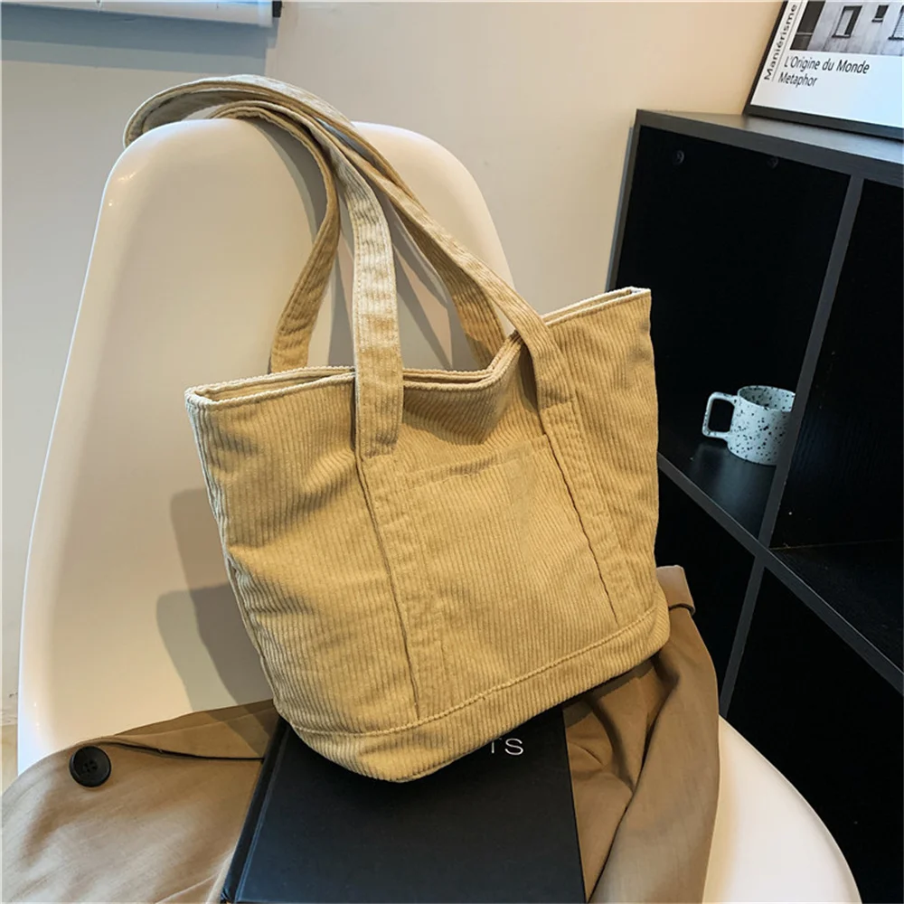 Vegan Corduroy Crossbody Bags Women Fashion Versatile Top Handle Underarm Shoulder Bags Vintage Hasp Buckle Ladies Handbags Domi