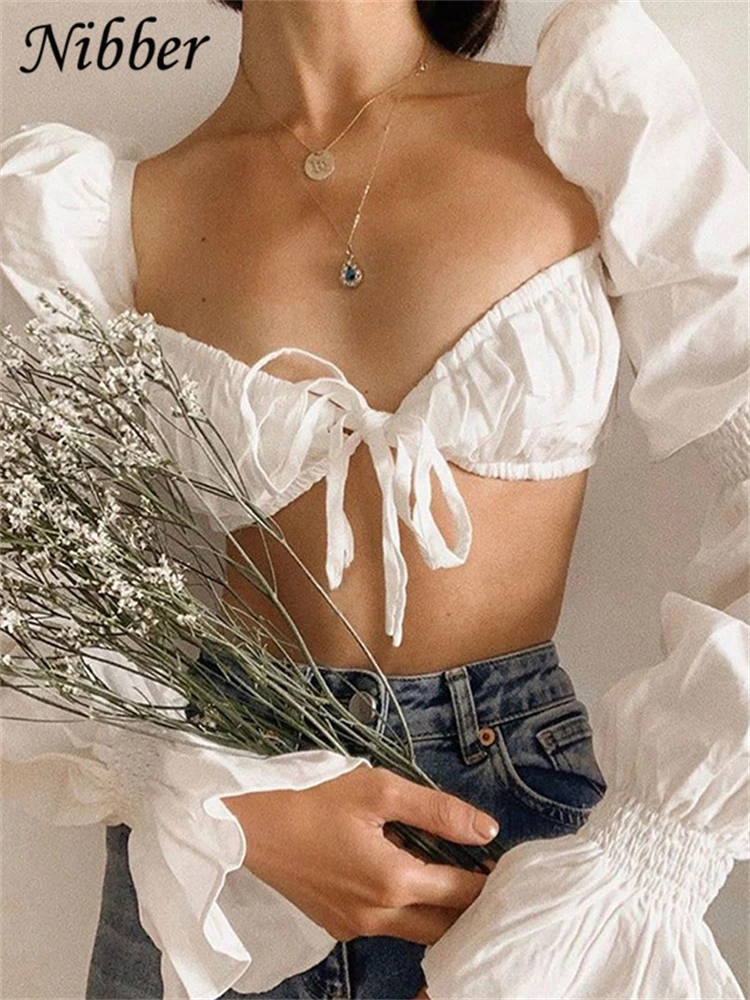 Nibber французские романтические элегантные укороченные топы для женщин милые