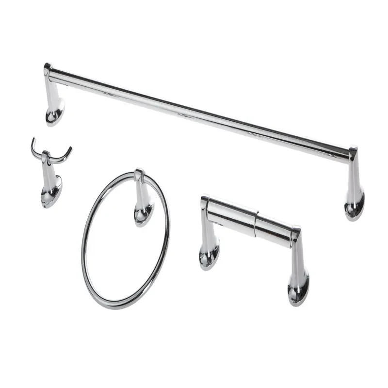 

Chrome Finished Stylish 4 Piece Towel Holder Bathroom Hardware Set