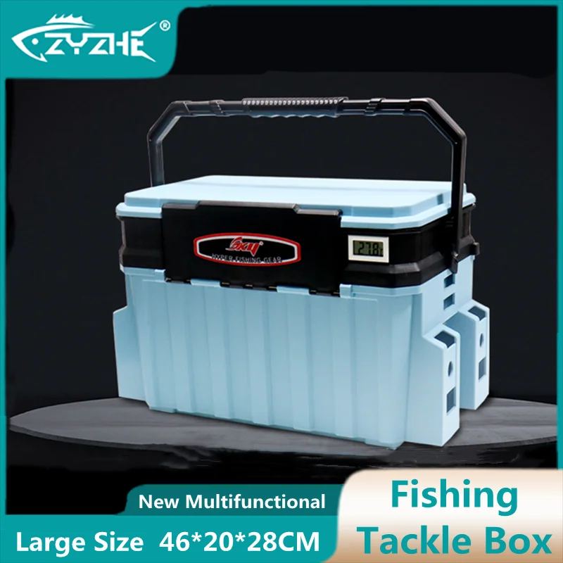 

New Fishing Tackle Box Size 46*28*20CM Large Capacity Multi-function ABS Thickened Tackle Rod Bait Fishhooks Storage Case