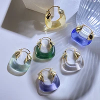 bohemian transparent u shape hoop earrings for women gold color trendy ear dangle rings female fashion jewelry 2022