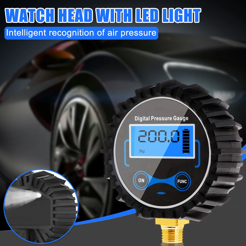 

Digital Tire Pressure Gauge High Precision PSI Backlight LCD Display Copper Thread Air Pressure Gauge For Car Motorcycle Bike
