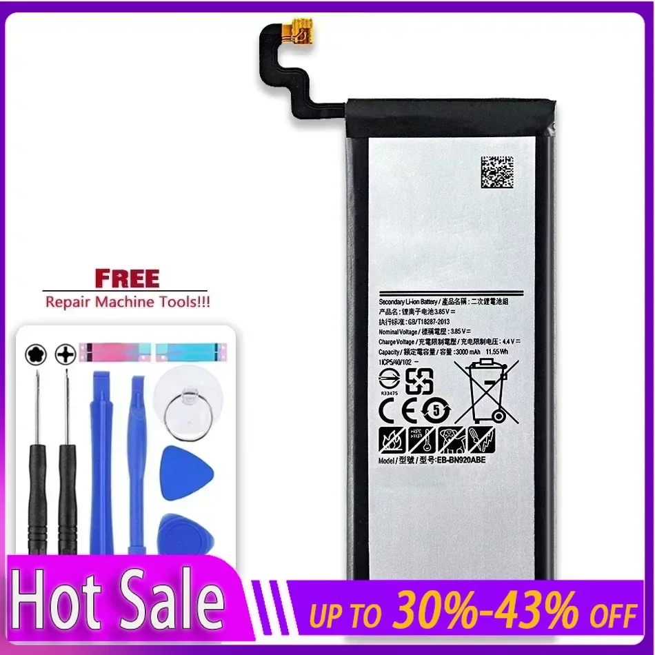 Аккумулятор Kikiss EB-BN920ABE 3000 мАч для Samsung GALAXY Note 5 N9200 N920t N920c Note5 SM-N9208 Bateria