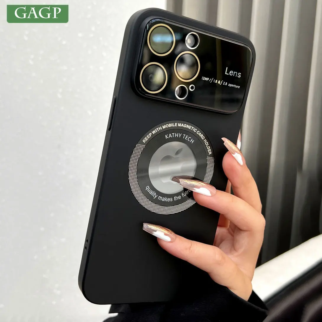 

Lens Protection Integrated Magnetic Phone Case For iPhone 11 12 13 14 Pro Max 14 Plus Fashion Logo Hole Magsafing PC Hard Cover