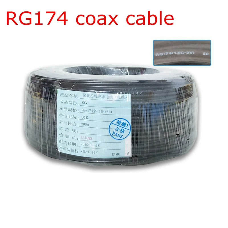 Fios de Cabo Coaxial rf Cabo Conector Coaxial 50 Ohm & 75 Ohm Alta Qualidade 10m Rg174 Rg174