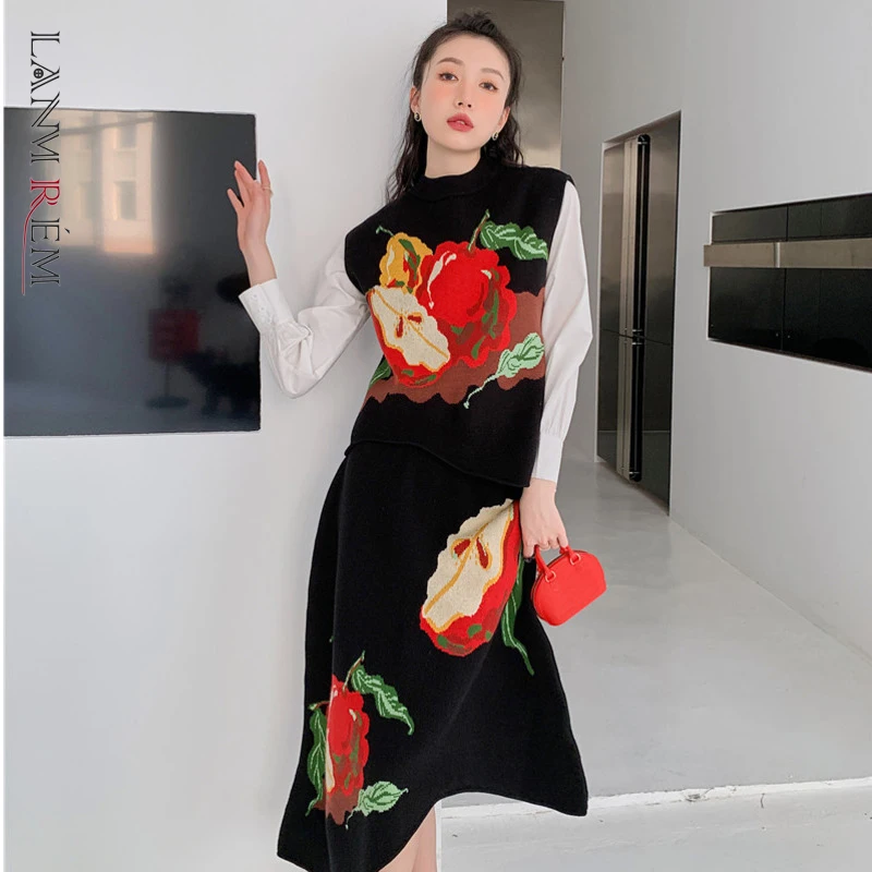 

LANMREM 2022 Новый женский весенне-осенний свитер женский круглый вырез без рукавов с принтом цветной блок модные вязаные майки Топ 2J793