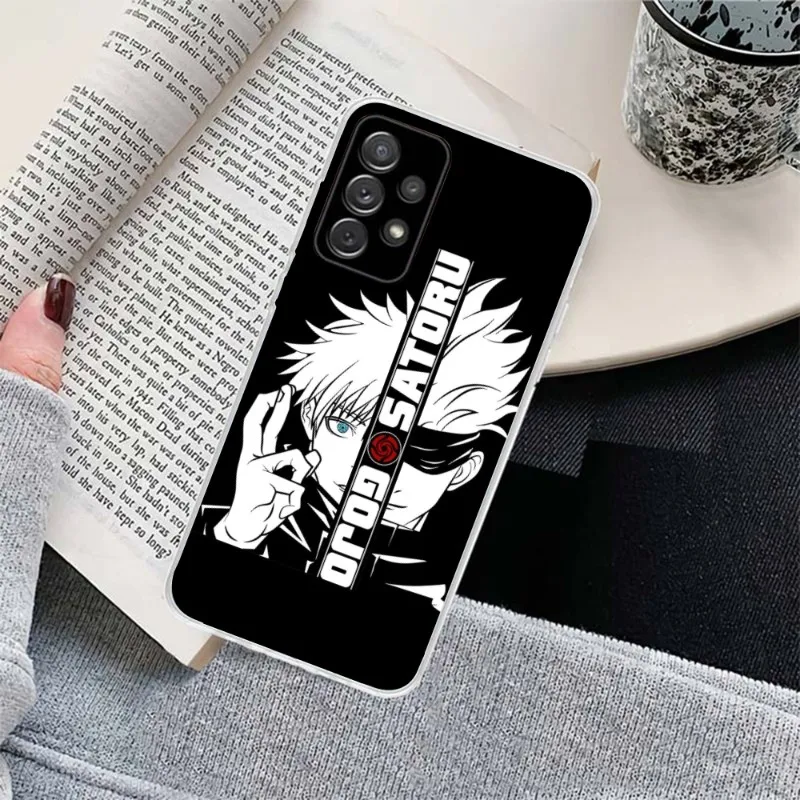 JJK Satoru Gojo Чехол для мобильного телефона Samsung Galaxy S23 S22 S21 Plus Ultra A12 A32 A53 Прозрачный