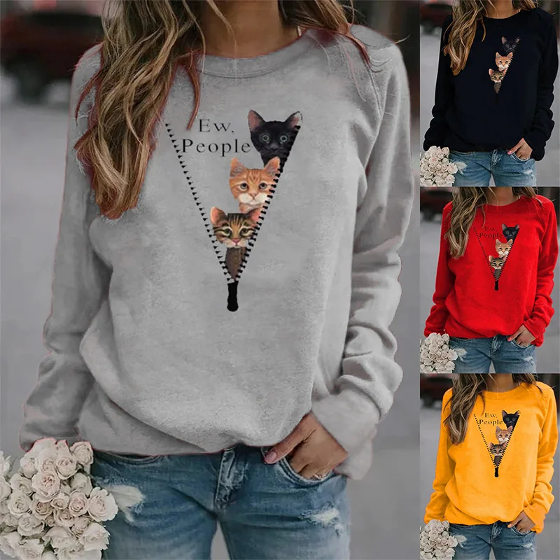 

Женская толстовка Han, утепленные пуловеры с круглым вырезом, модные зимние прямые пуловеры с длинным рукавом и принтом надписей Tenafeicc