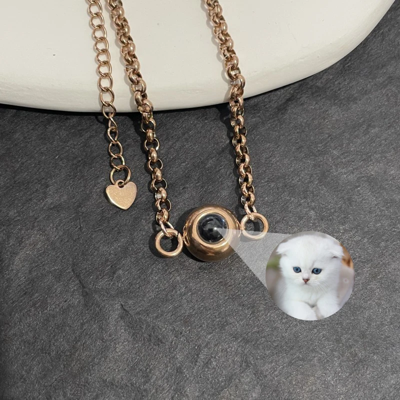 Personalized Custom Photo Projection Bracelet Simple Circle Pendant Titanium Steel Bracelet for Women Jewelry Couple Gifts