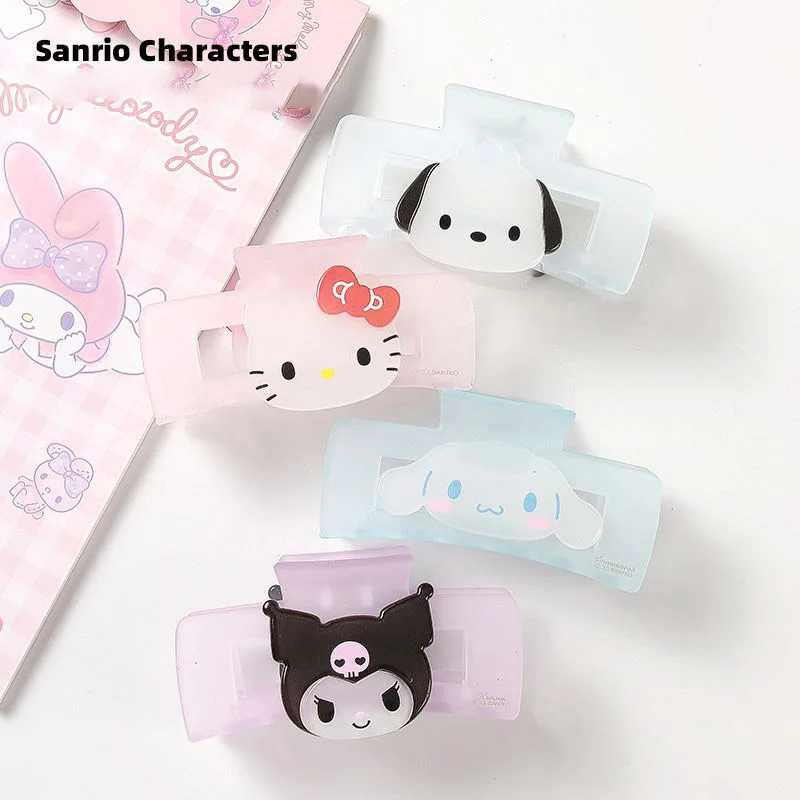 

Sanrio Kuromi Hello Kitty моя мелодия захват конфеты цвета полупрозрачные милые аксессуары для волос с царапинами головной убор акула зажим милый большой