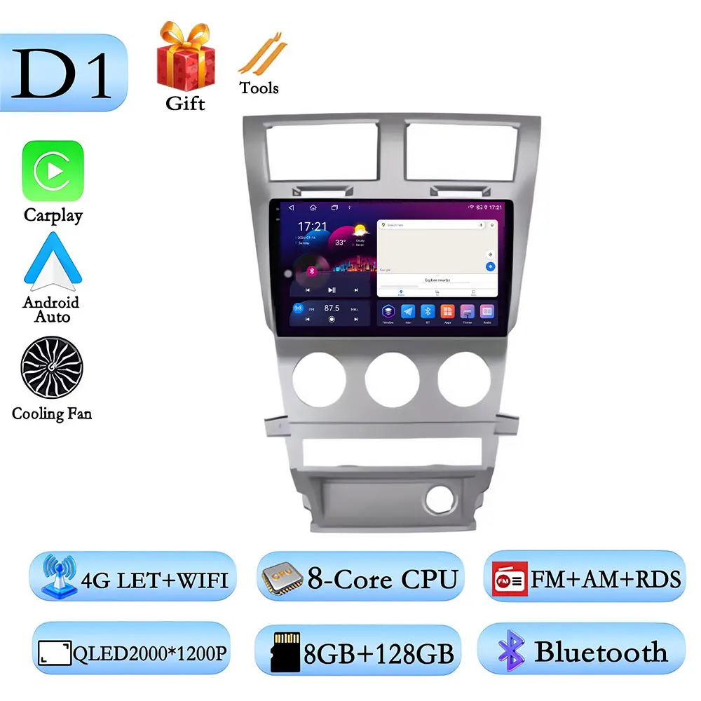 

Беспроводная система CarPlay Android 16 для Dodge Avenger JS 2007-2010, для Dodge Nitro 2006-2011, интеллектуальные автомобильные системы с 4G и Wi-Fi
