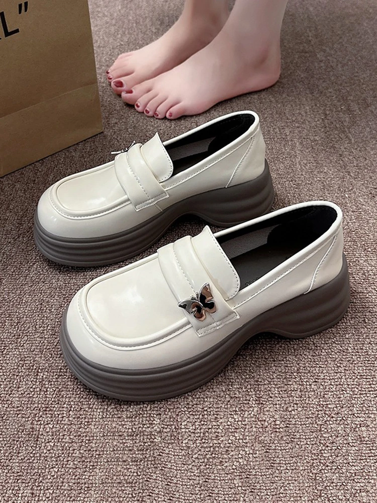 

Women's Shoes Platform Oxfords Casual Female Sneakers Autumn Round Toe Loafers With Fur Modis Flats British Style Clogs Comforta
