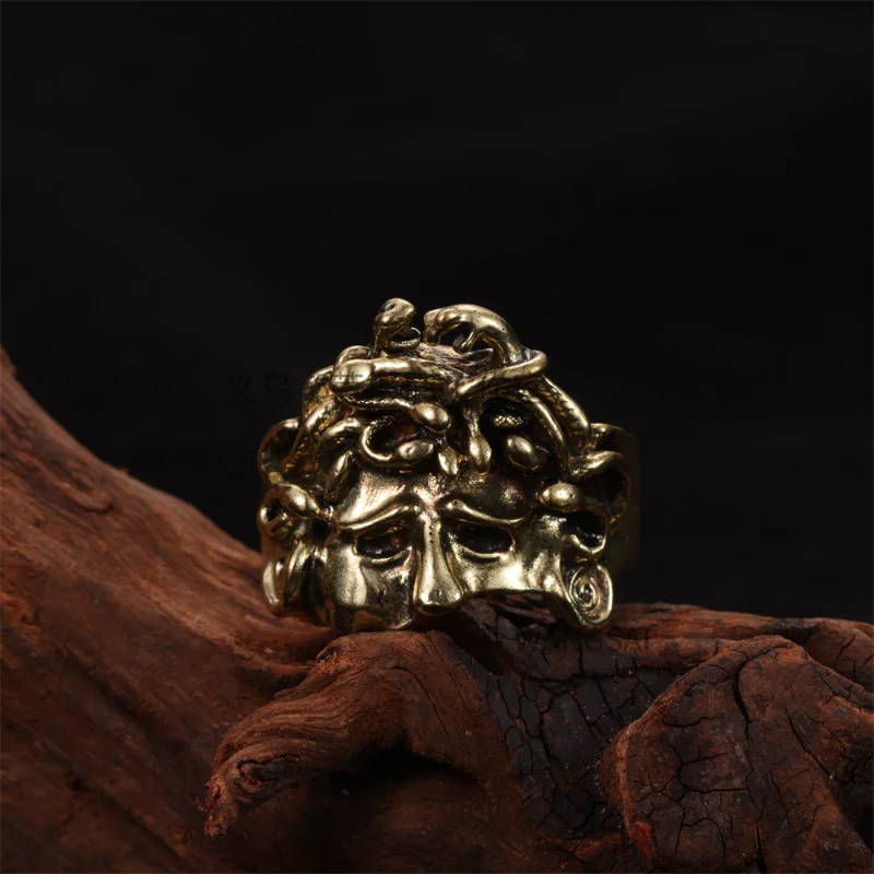 Vintage Greek Mythology Half Face Medusa Women's Ring Daily Versatile Punk Hip-hop Gothic Snake Fashion Jewelry Y2k Party Gift