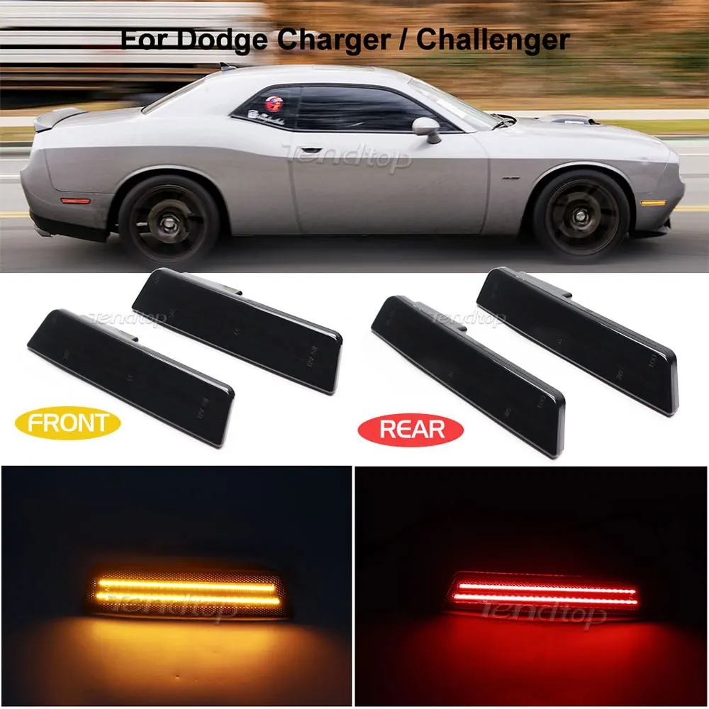 LED Side Marker Light Front Amber Rear Red  for Dodge Challenger 2008-2014 Side Marker Lamp fender light for Dodge Charger 11-14