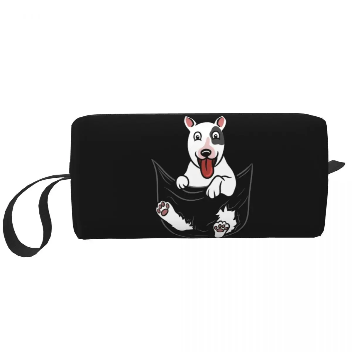 

English Bull Terrier Dog In Pocket Graphic Makeup Bag Women Travel Cosmetic Organizer Kawaii Cute Puppy Storage Toiletry Bags