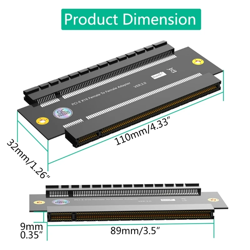 Переходник-переходник удлинителя PCIE x16 на RiserCard с гнездом гнездо