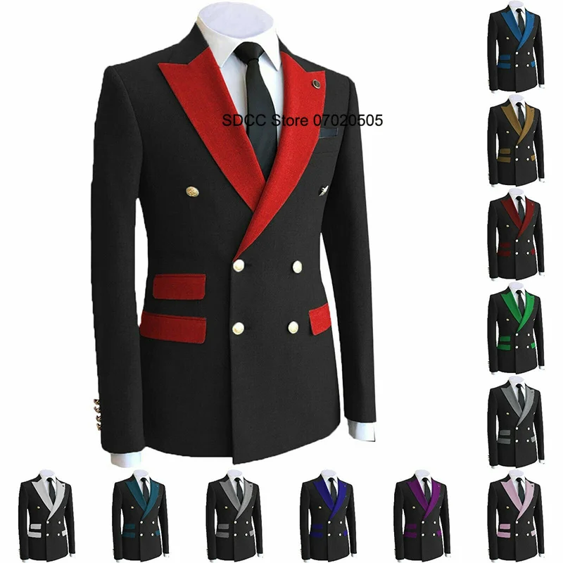 Men's Suit Retro Fashion Slim Wedding Groom Suit Tuxedo 2 Pieces Male Groomsmen Coat (Jacket + Pants)