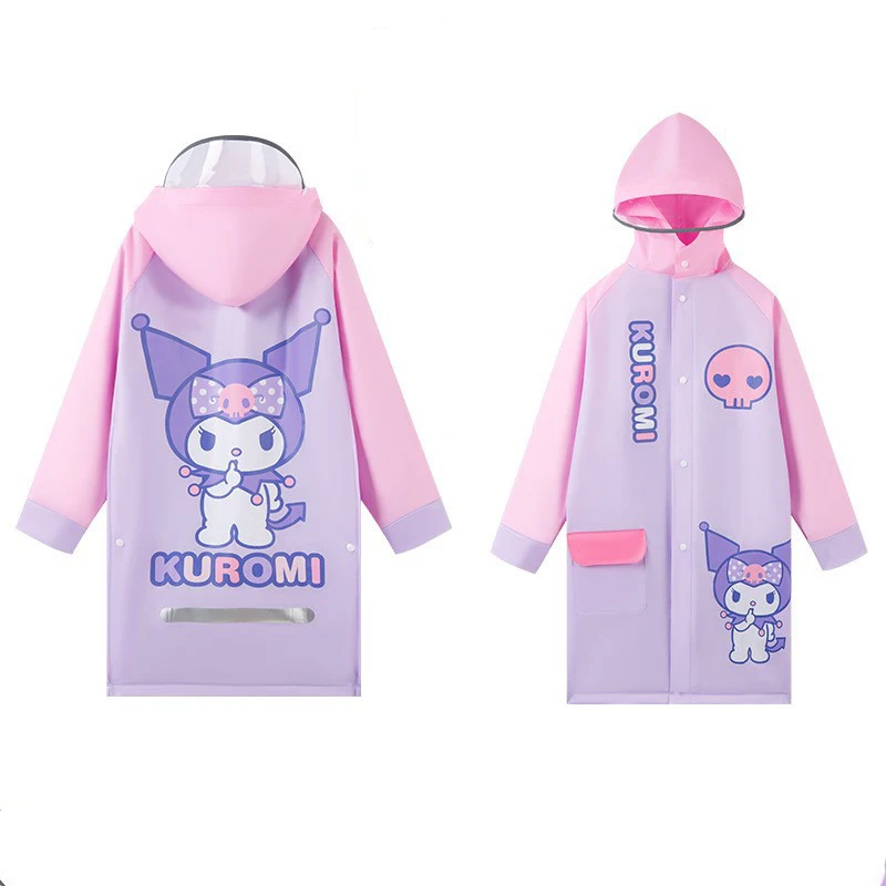 Милый детский дождевик Sanrio Kuromi My Melody Hello Kitty светоотражающий слой большие поля