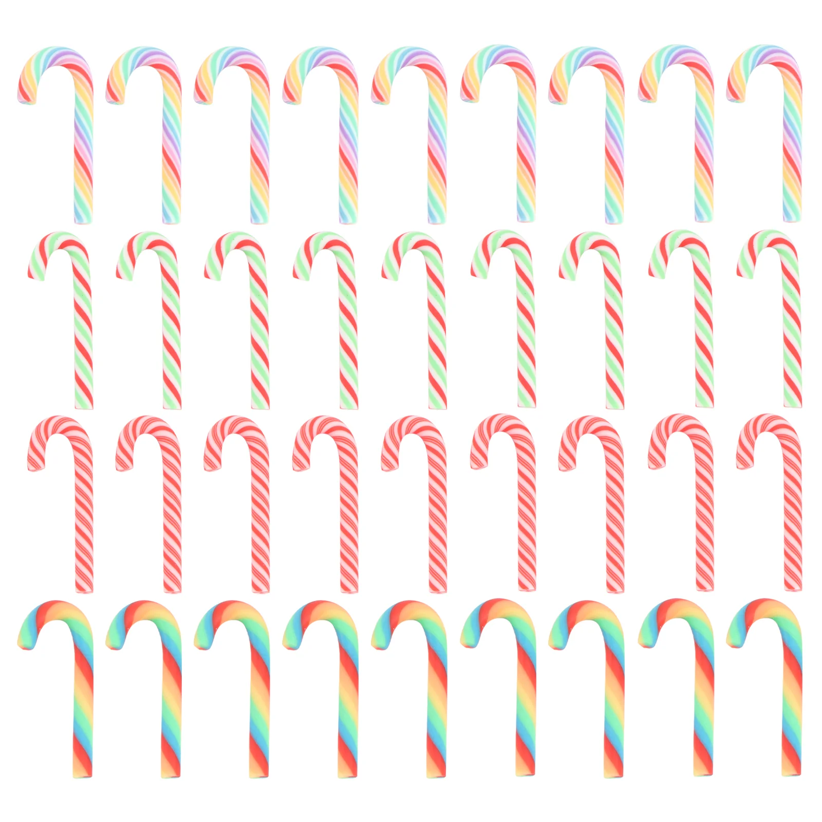 

40Pcs Colorful DIY Case Accessory Xmas Candy Canes Christmas Miniature Ornament Candy Cane Charms