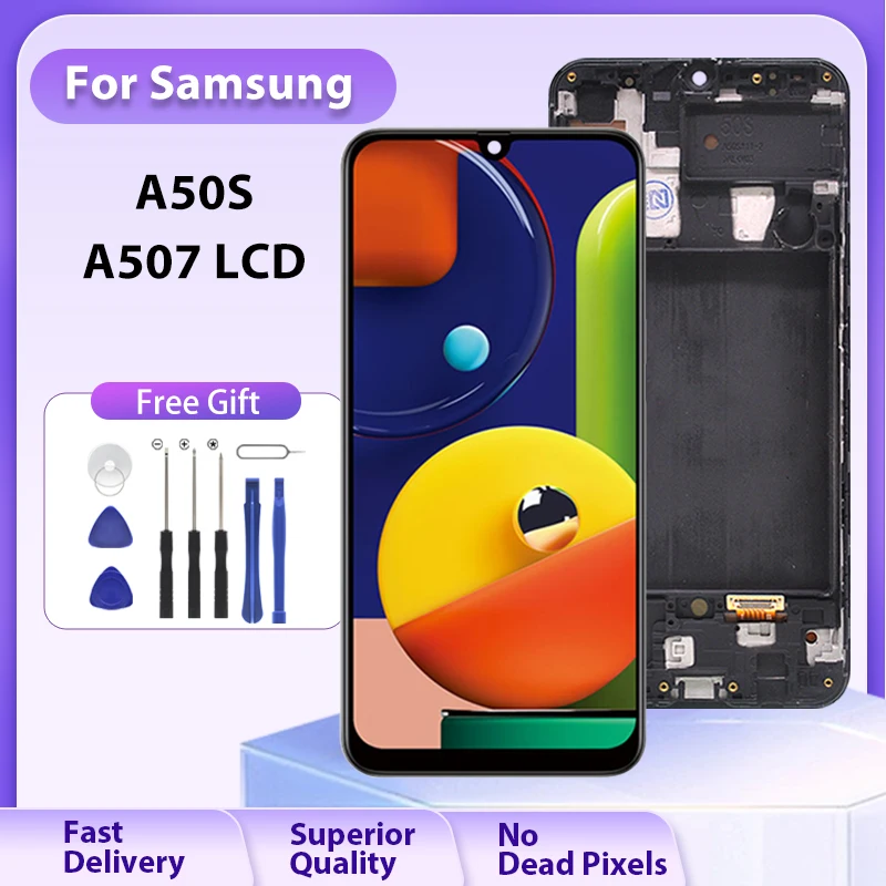 ЖК-дисплей для Samsung Galaxy A507 A50S, сенсорная панель, стеклянный экран с дигитайзером в сборе, A507F, A507W, с инструментами, 1 шт.