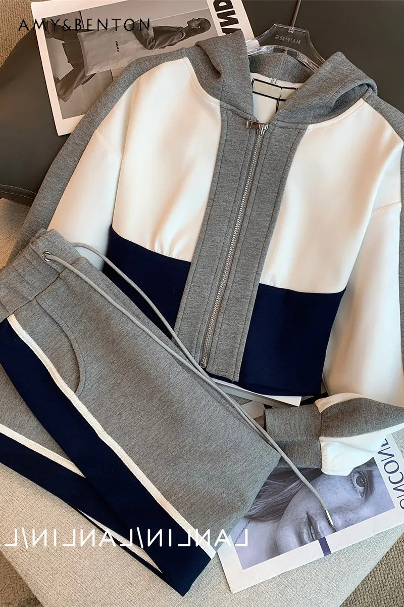 

Women's Casual Fashion Sports Pant Set Autumn New Slimming Youthful-Looking Ankle Banded Pants Two-Piece Set for Ladies
