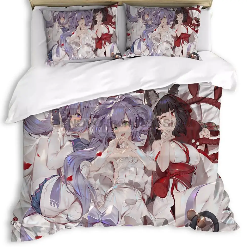 

Japan Anime Bedding Set Cartoon Azur Lane Duvet Cover Set For Kids Children Bedclothes Queen Double King Bed Quilt Cover 2/3 Pcs
