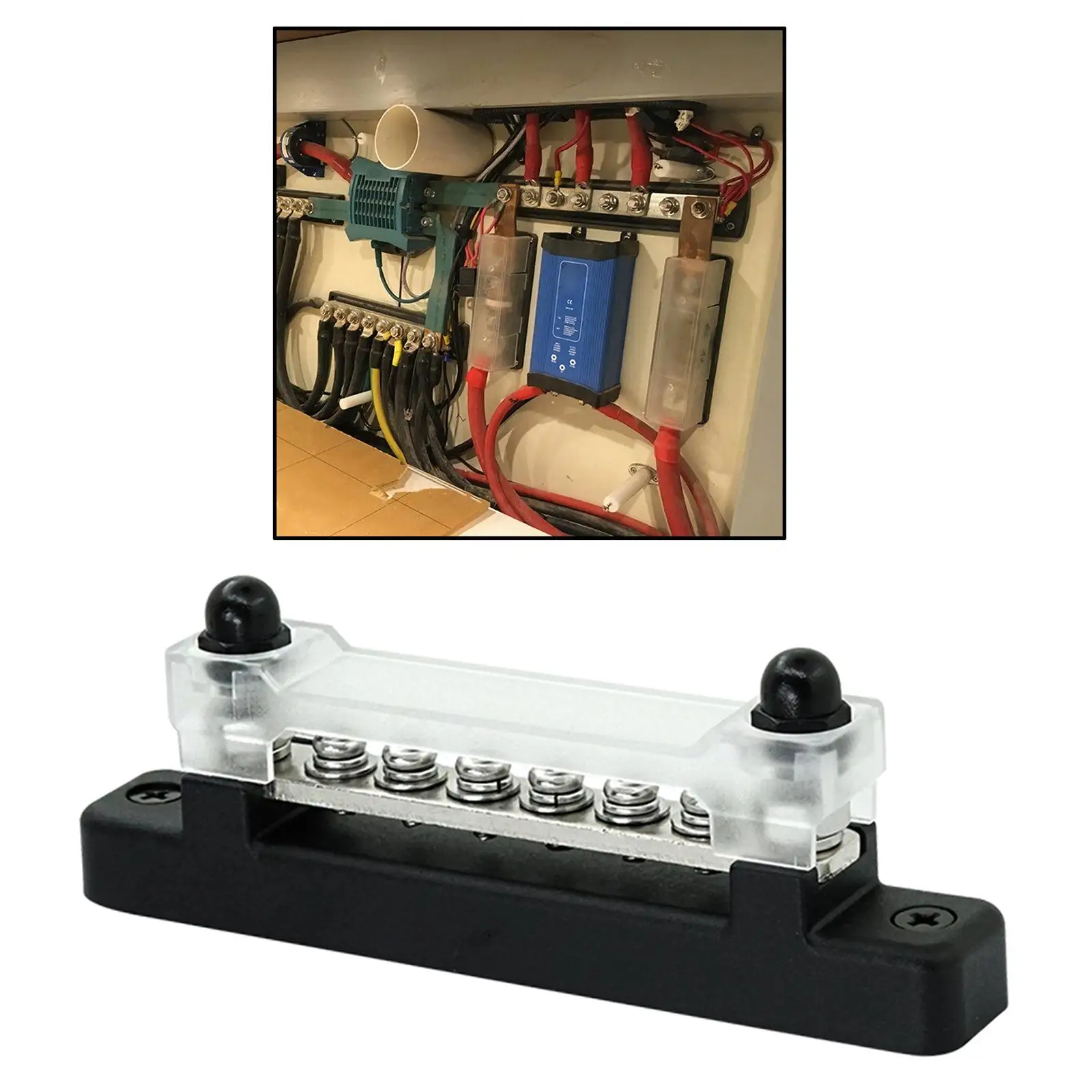 

Комплект шин с 6 клеммами, 150 А, распределительная Клеммная колодка, 2 шпильки, аксессуары