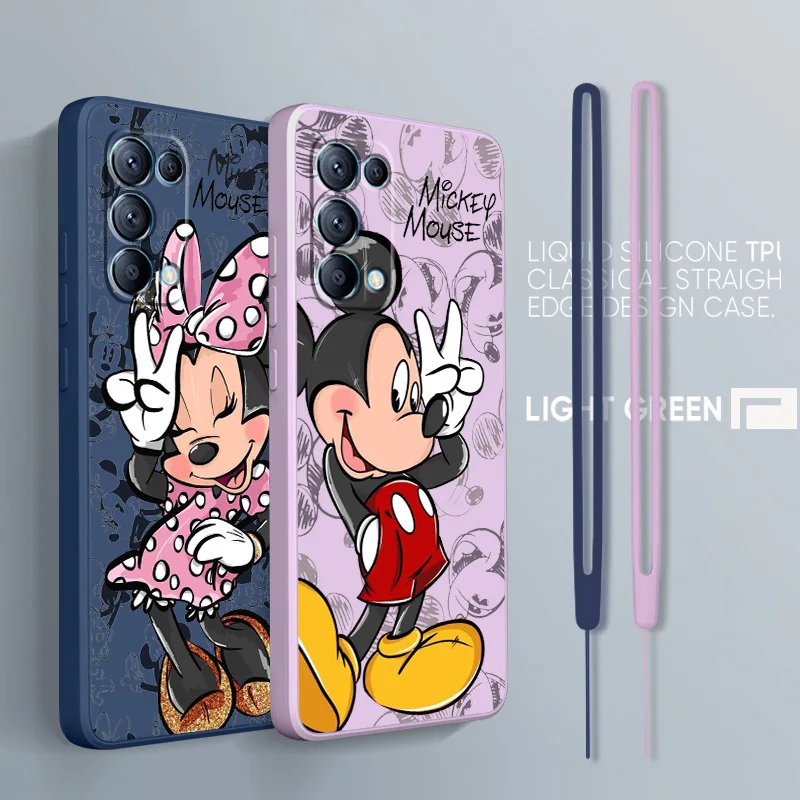 

Pink Minnie Mickey Love For OPPO Find A96 A76 X5 Pro X3 Pro X2 Neo 7Z 6 5 4Z Lite Pro 4G 5G Liquid Rope Phone Case