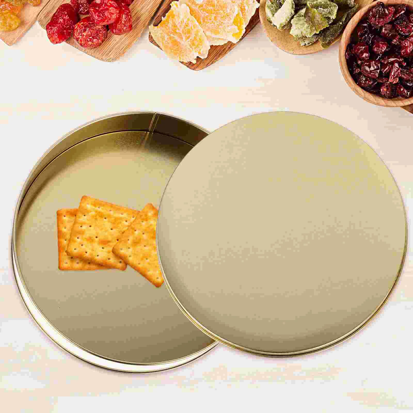 

3 Pcs Food Container Sugar Case Candy Jar Round Tin Tinplate Storage Holder Cookie Holiday Tins Supplies