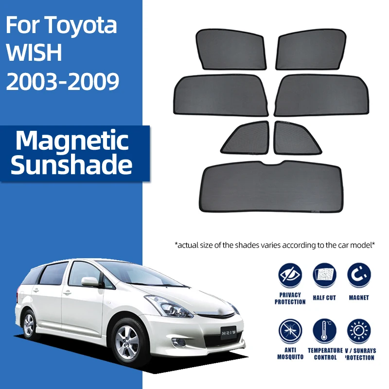 

For Toyota WISH MPV AE10 2003-2009 Magnetic Car Sunshade Shield Front Windshield Frame Curtain Rear Side Window Sun Shade Visor