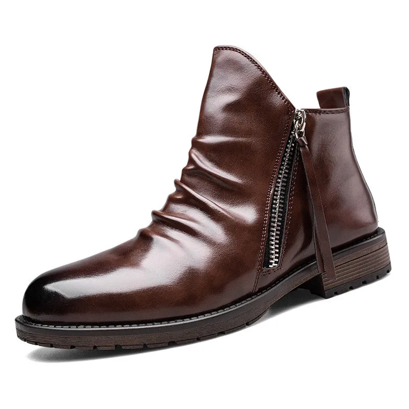 

large size men's fashion chelsea boots brand designer shoes breathable cowboy original leather boot spring autumn ankle botas