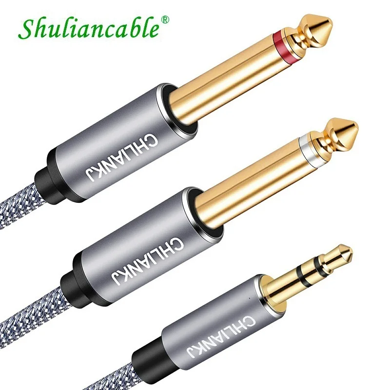 

Shuliancable 3,5 мм 1/8 "от TRS до Dual 6,35 мм 1/4" TS моно-штекер, стерео Y-кабель, сплиттер для смартфонов, CD проигрывателей, динамик.