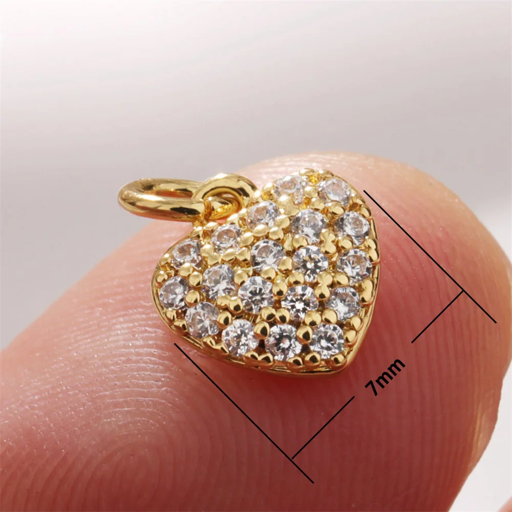 Медные позолоченные подвески в форме сердца мини-серьги кулон сделай сам розовый