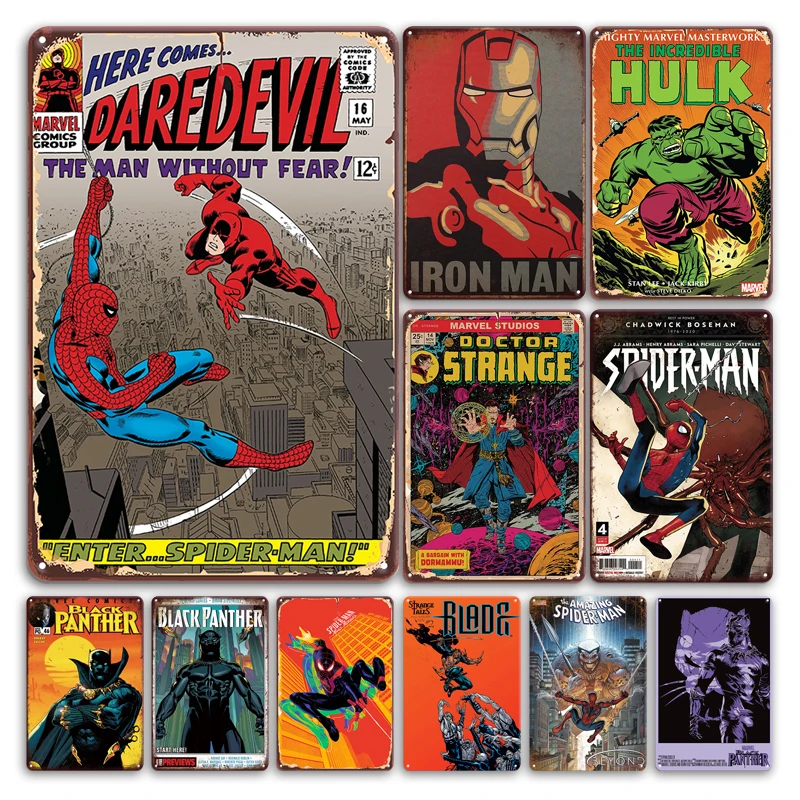 

Amazing Spider-Man Art Sticker Metal Plaque Tin Sign Vintage Man Cave Gamer Room Decoration Plates Retro Home Decor Accessories