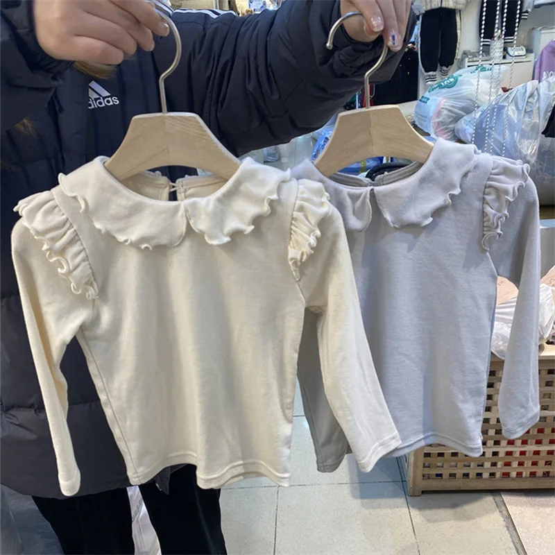 

Children's Korean Version of The New Autumn Clothes Girls Baby Lace Lapel Soft and Comfortable Self-cultivation Bottoming Shirt