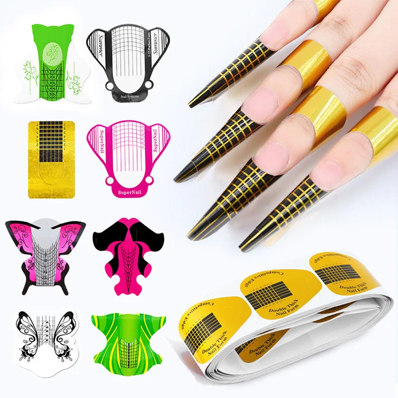 

100pcs Nail Shapes Tools Nail Sculpting Extension Molds Stickers Nail Forms UV Gel Acrylic