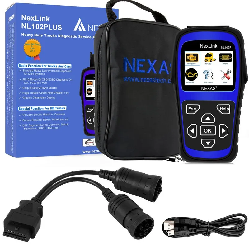 Автомобильный сканер Nex-Link NL102P OBD2, автомобильный дизельный грузовик DPF, регенерированный сброс масла для дизельного двигателя 2 в 1, тяжелые грузовики ODB OBD 2 Diagno