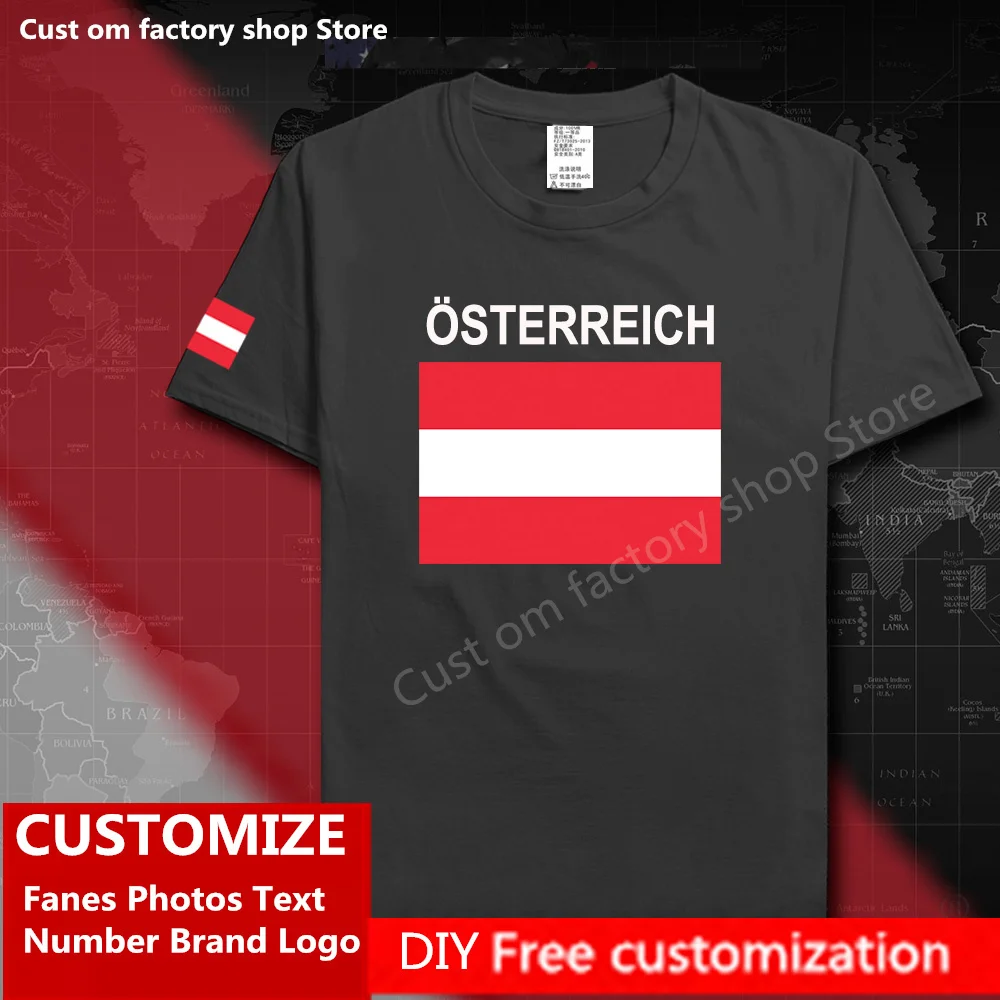 

Austria Country Flag T shirt DIY Custom Jersey Fans Name Number Brand LOGO Cotton T-shirts Loose Casual Sports T-shirt AT AUT
